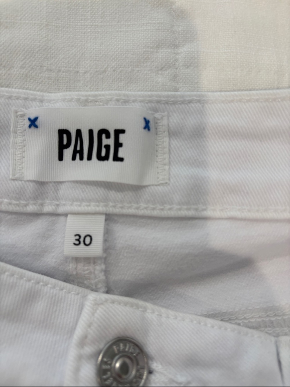 PAIGE White High-Rise Wide-Leg Jeans with Tag Detail 30P - Picture 9 of 10